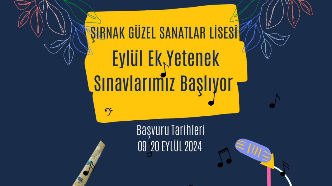 Eylül Ayı Yetenek Sınavlarımız Başlıyor